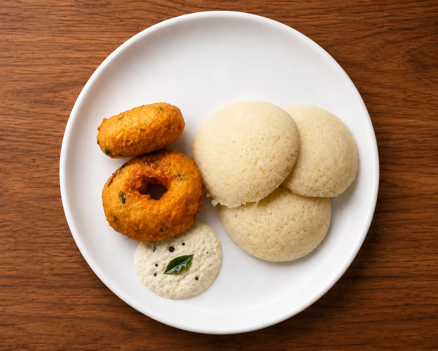 Idli and Vada - Steamed rice cakes and lentil doughnuts at Dosa Dream Calgary